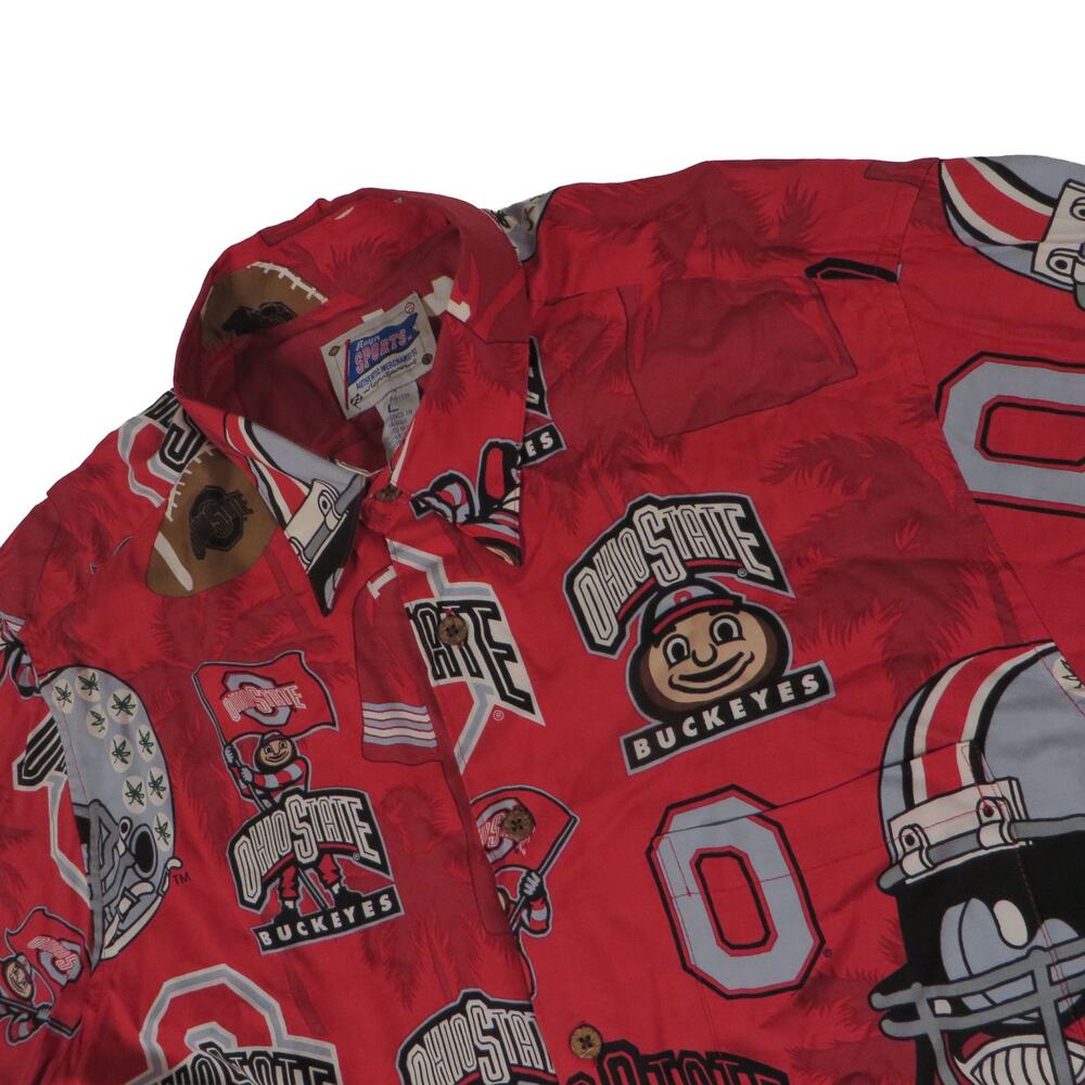 Ohio State Buckeyes Vintage Reyn Sports Hawaiian Button Up Camp Shirt Mens Large
